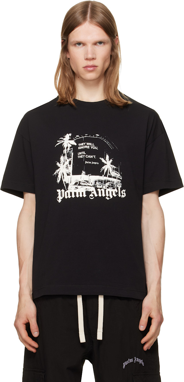 Palm Angels スタープリント Tシャツ XXL Palm Angels: ブラック Palm Statement Tシャツ | SSENSE 日本