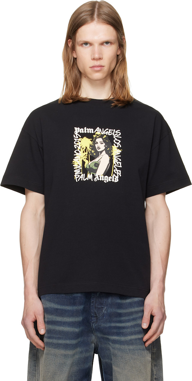 Palm Angels: ブラック Pinup Regular Tシャツ | SSENSE 日本
