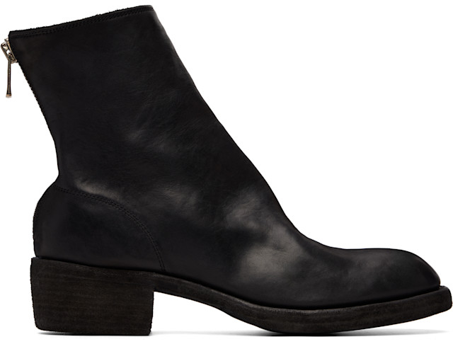 Guidi: ブラック 796Z Leather Back Zip Top-Ankle ブーツ | SSENSE 日本