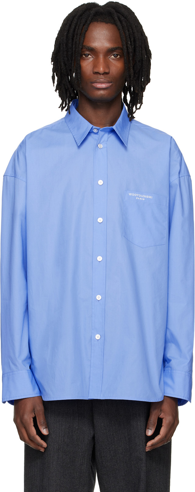 WOOYOUNGMI: Blue Oversized Cotton Shirt | SSENSE