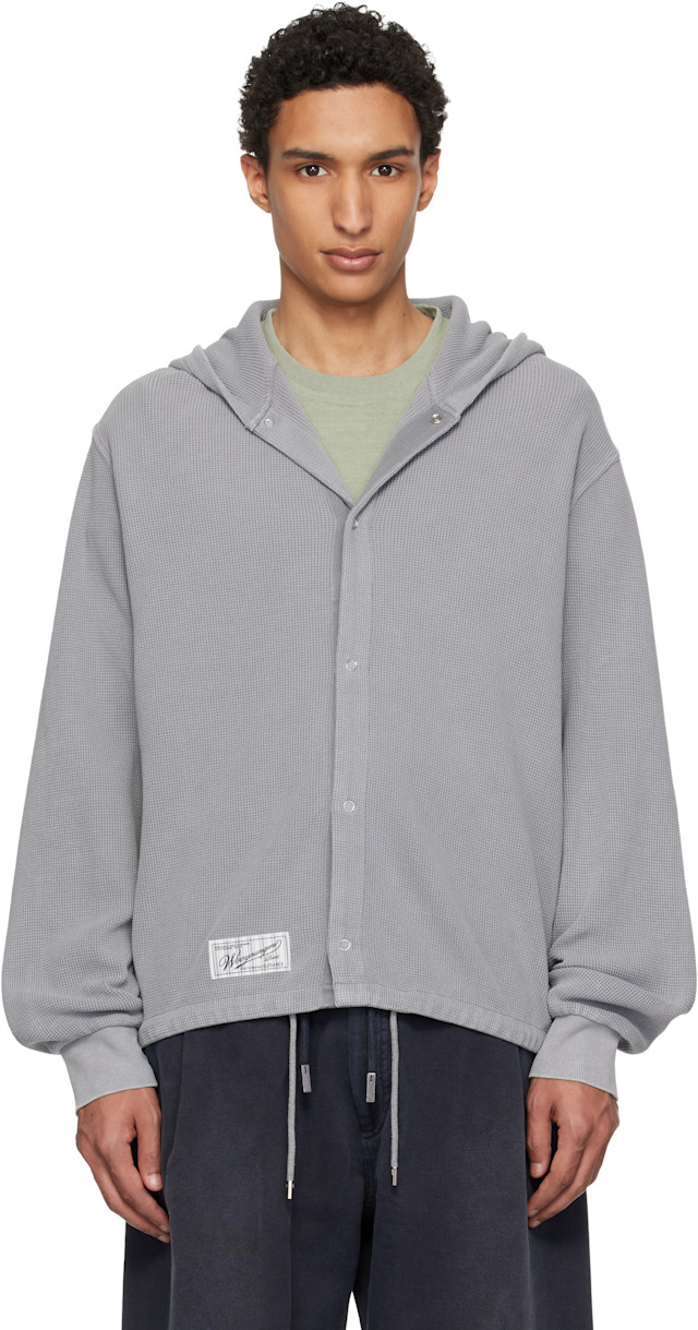 トップス WOOYOUNGMI WOOYOUNGMI: Gray Dyed Open Hoodie | SSENSE