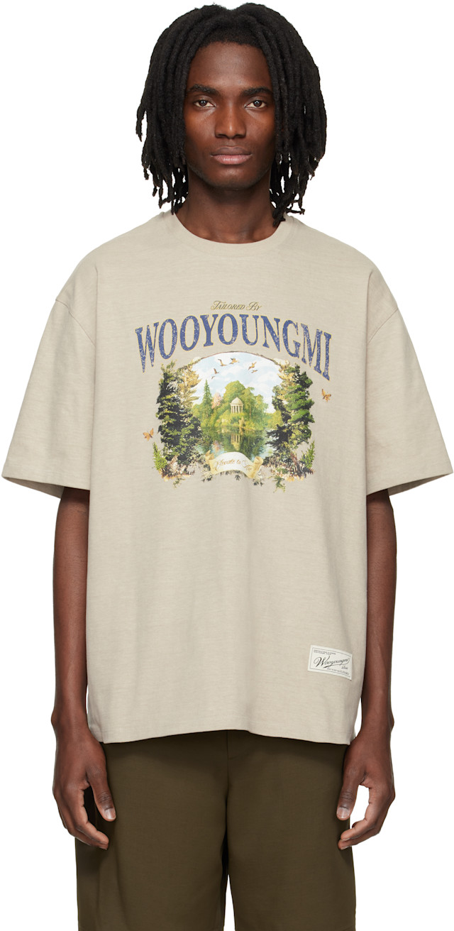 WOOYOUNGMI: トープ グラフィックTシャツ | SSENSE 日本