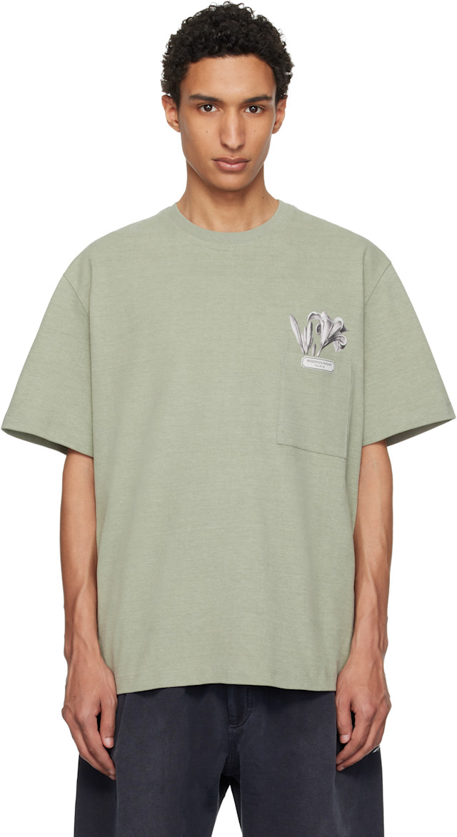 WOOYOUNGMI: カーキ Flower Back ロゴ Tシャツ | SSENSE 日本
