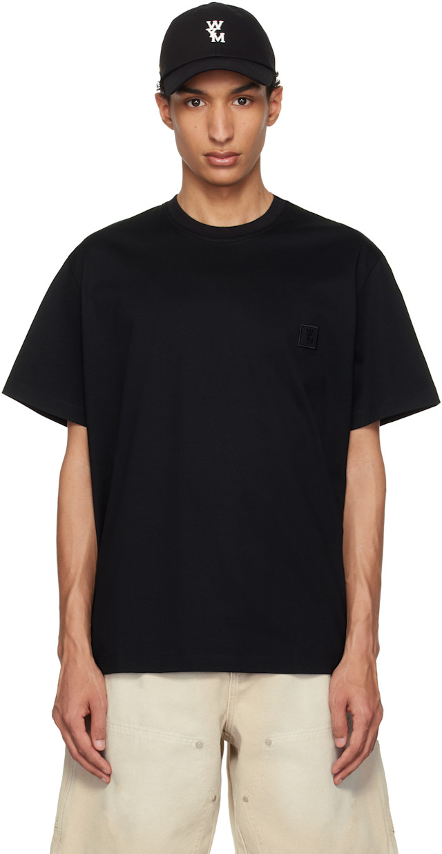 WOOYOUNGMI: Black Cotton Back Logo T-shirt | SSENSE