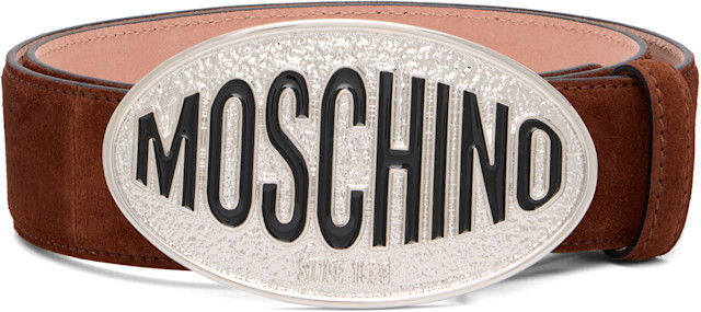Moschino: Brown Logo Hardware Belt | SSENSE Canada