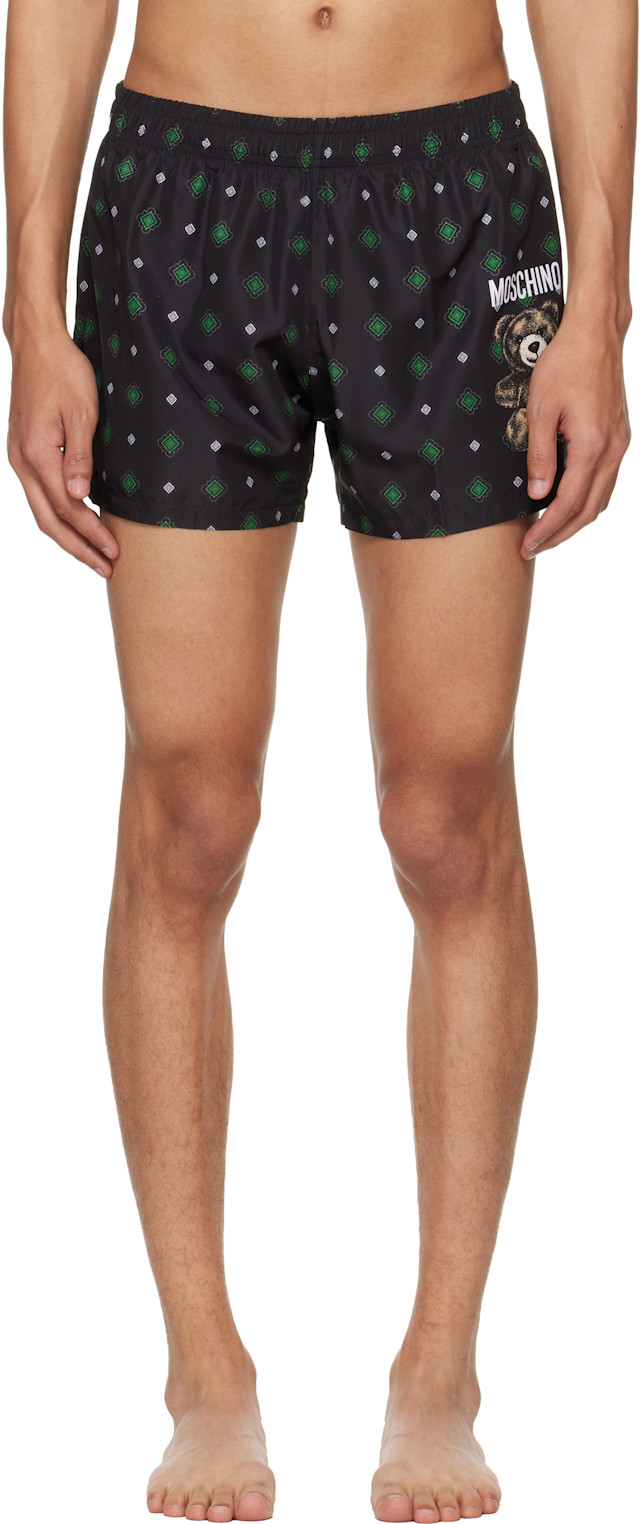 Moschino: Black Teddy Swim Shorts | SSENSE