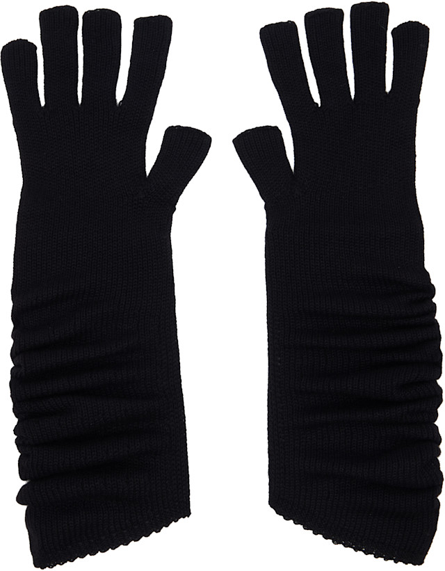 HOMME PLISSÉ ISSEY MIYAKE: Black Cashmere Winter Gear Gloves | SSENSE