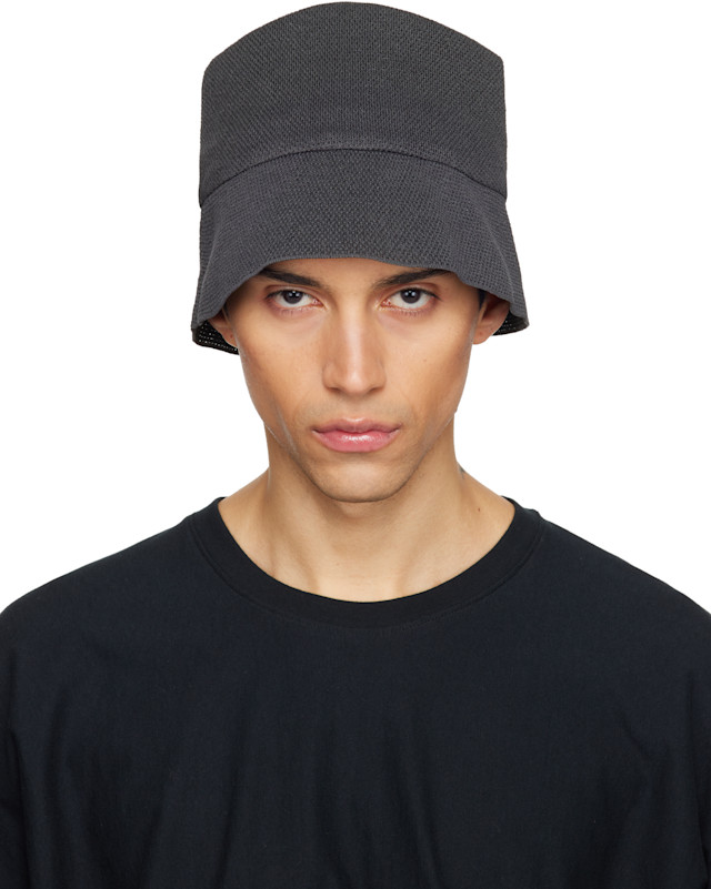homme plisse issey miyake ニット帽 オムプリッセ HOMME PLISSÉ ISSEY MIYAKE: Gray Washi Bucket Hat | SSENSE