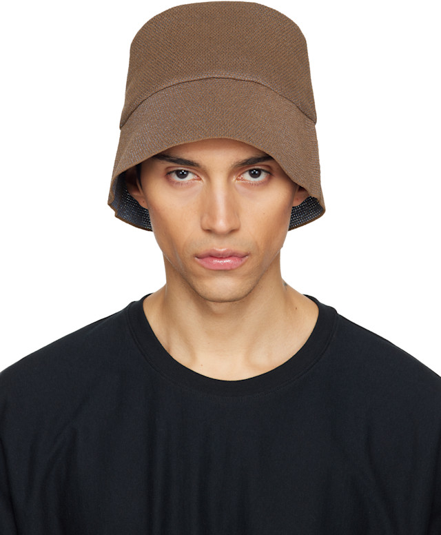 ISSEY MIYAKE MEN hat イッセイミヤケ　ハット　プリーツ HOMME PLISSÉ ISSEY MIYAKE: Brown Washi Bucket Hat | SSENSE