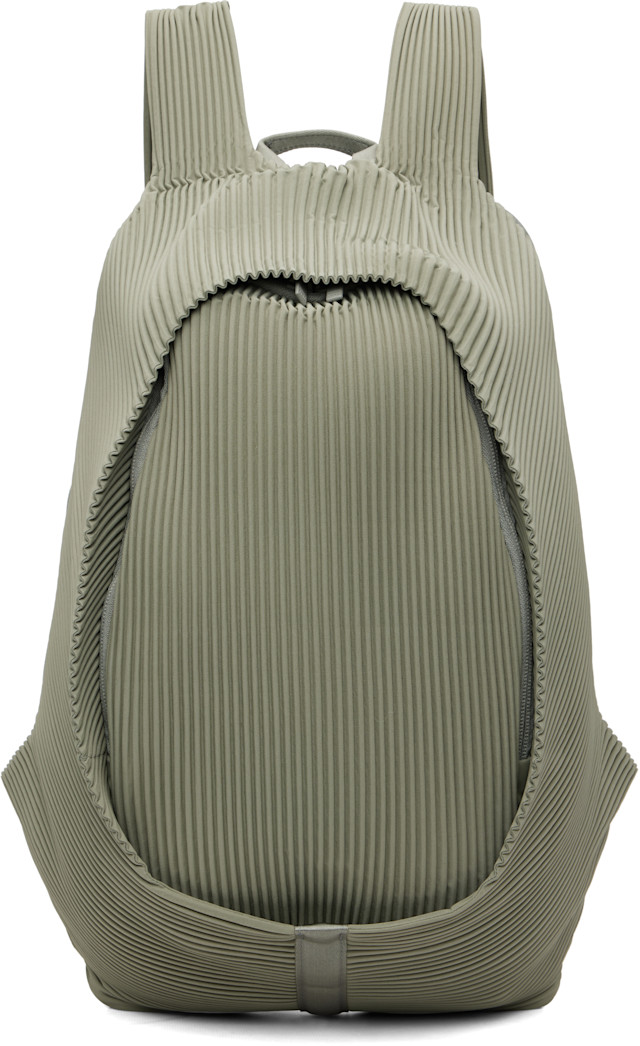 HOMME PLISSÉ ISSEY MIYAKE: Green Pleats Backpack | SSENSE