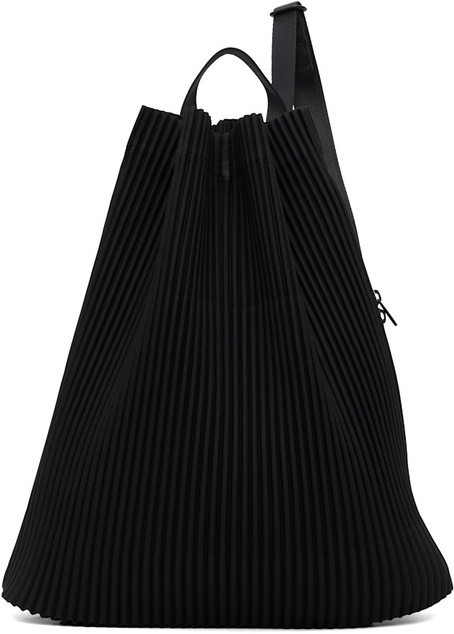 HOMME PLISSÉ ISSEY MIYAKE: Black Drawstring Pleats Bag | SSENSE