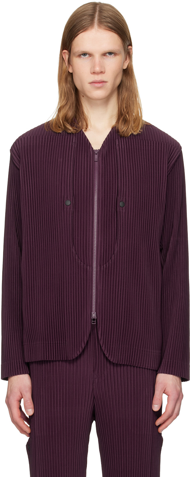 HOMME PLISSÉ ISSEY MIYAKE: Burgundy Quarry Jacket | SSENSE