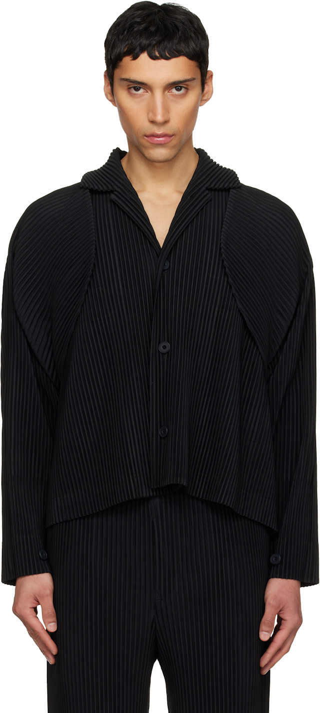 HOMME PLISSE ISSEY MIYAKE ジャケット ブラック HOMME PLISSÉ ISSEY MIYAKE: Black 'Cover and Fold' Jacket | SSENSE