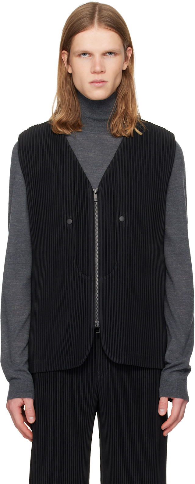 HOMME PLISSÉ ISSEY MIYAKE: Black Quarry Vest | SSENSE