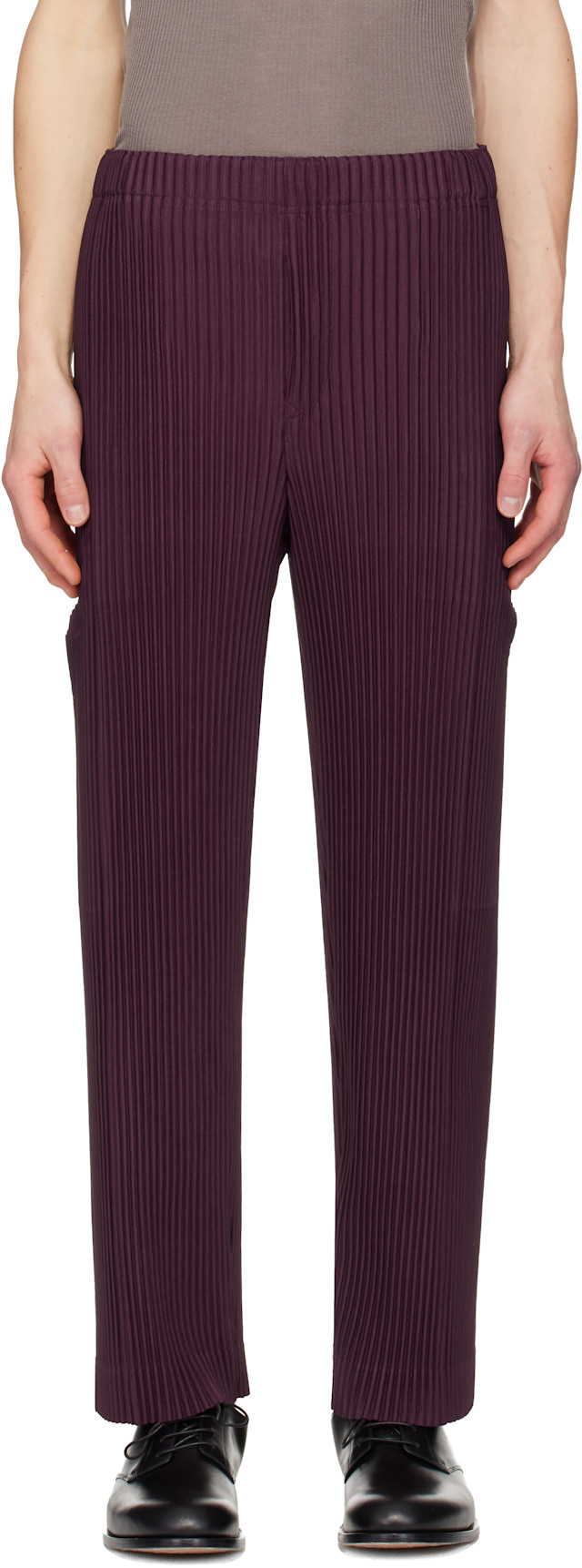 HOMME PLISSÉ ISSEY MIYAKE: Burgundy Quarry Trousers | SSENSE