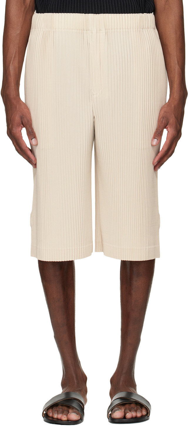 HOMME PLISSÉ ISSEY MIYAKE ハーフパンツ beige HOMME PLISSÉ ISSEY MIYAKE: Beige Wear Or Wrap Shorts | SSENSE
