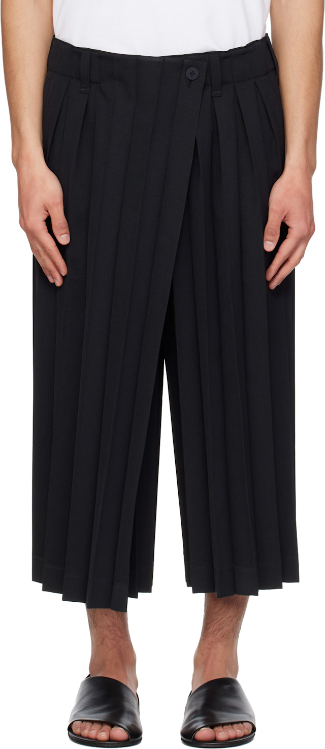 Homme Plissé Issey Miyake: ブラック Edge Ensemble トラウザーズ