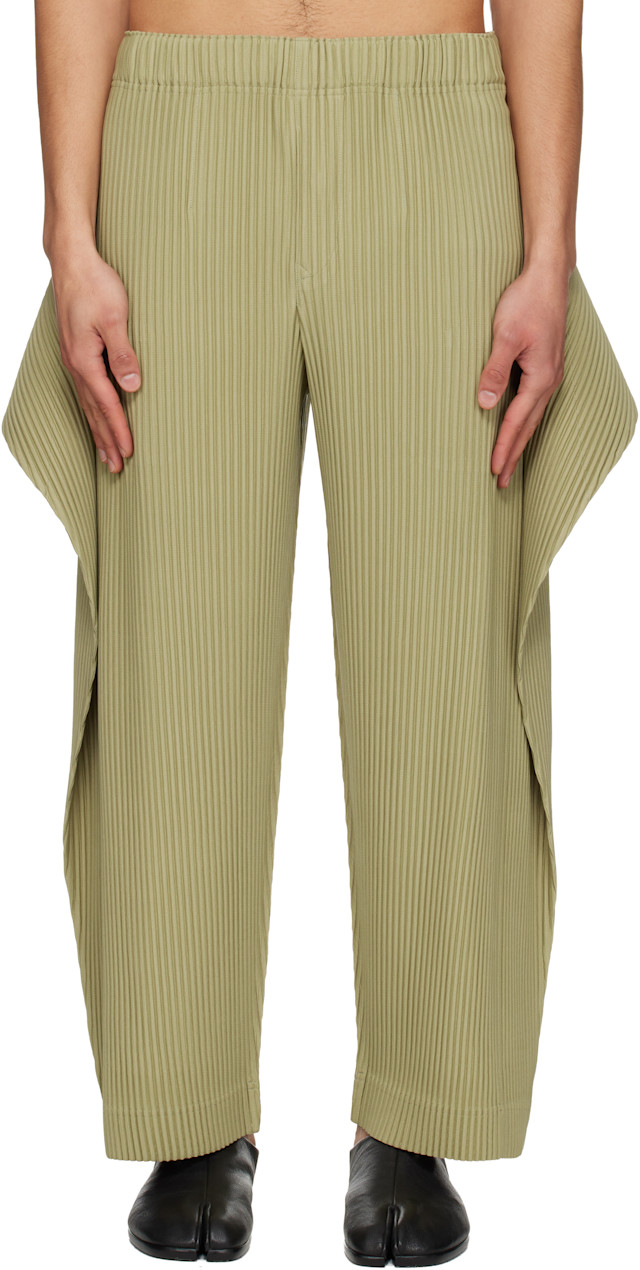 HOMME PLISSÉ ISSEY MIYAKE: Beige Cover And Fold Trousers | SSENSE