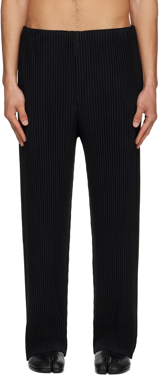 HOMME PLISSÉ ISSEY MIYAKE: Black Color Pleats 1 Trousers | SSENSE