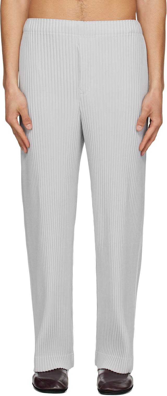 HOMME PLISSÉ ISSEY MIYAKE: Gray Color Pleats 1 Trousers | SSENSE