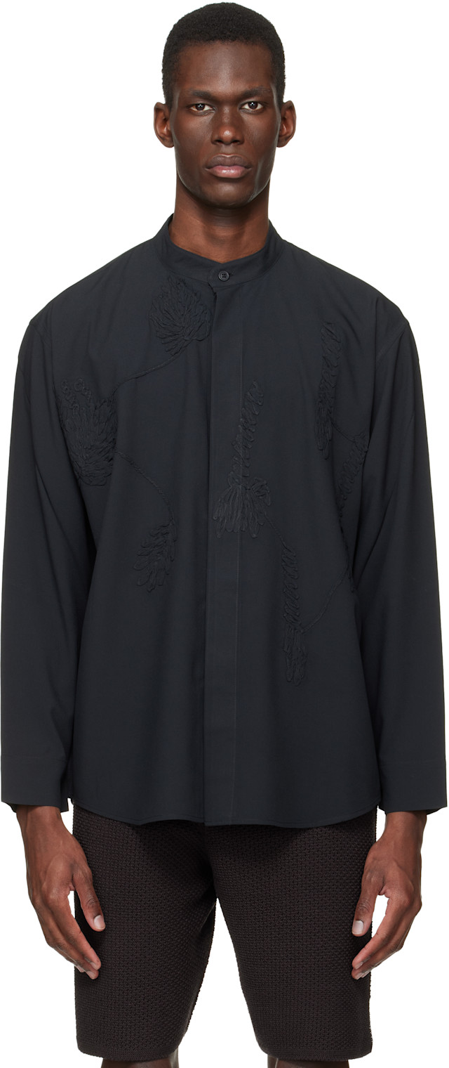 【美品】HOMME PLISSÉ ISSEY MIYAKE ブラックシャツ Homme Plissé Issey Miyake Edge Shirt in Black Curated at Jake and
