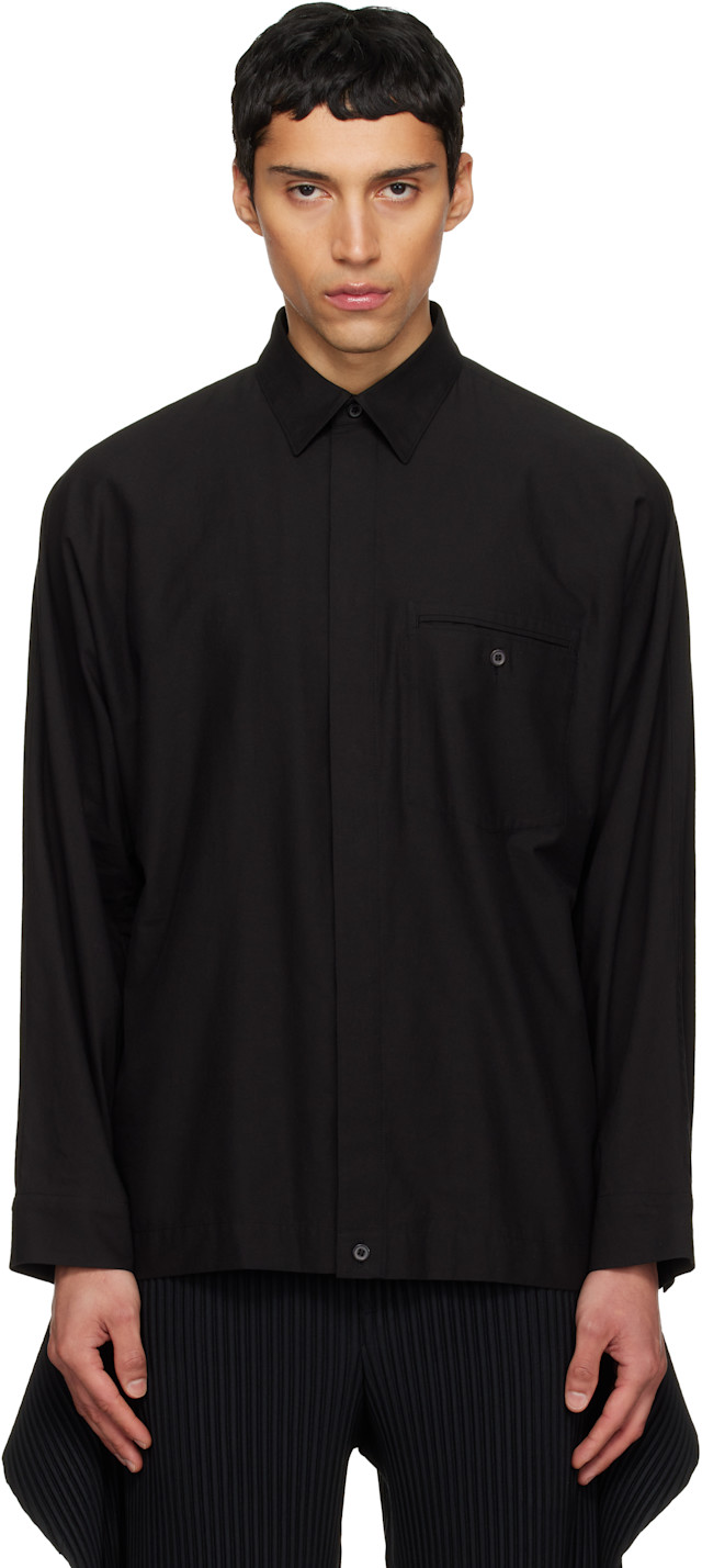 Homme Plisse STREAMLINE SHIRT サイズ2 HOMME PLISSÉ ISSEY MIYAKE: Black Streamline Shirt | SSENSE