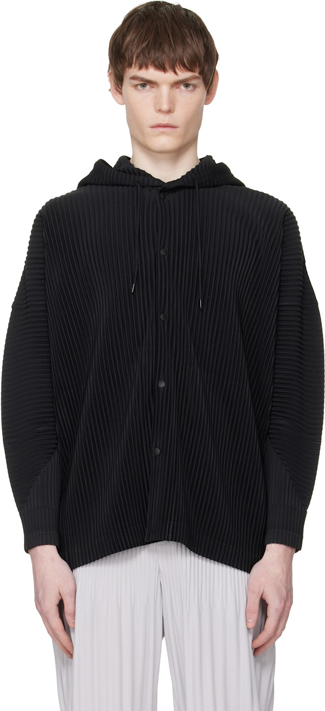 26SS2月 HOMME PLISSÉ ISSEY MIYAKE フーディ 黒2 HOMME PLISSÉ ISSEY MIYAKE: Black Monthly Colors February Hoodie