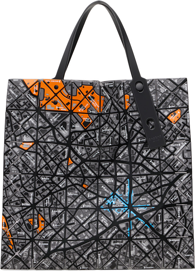 BAO BAO ISSEY MIYAKE: Gray Map Tote | SSENSE