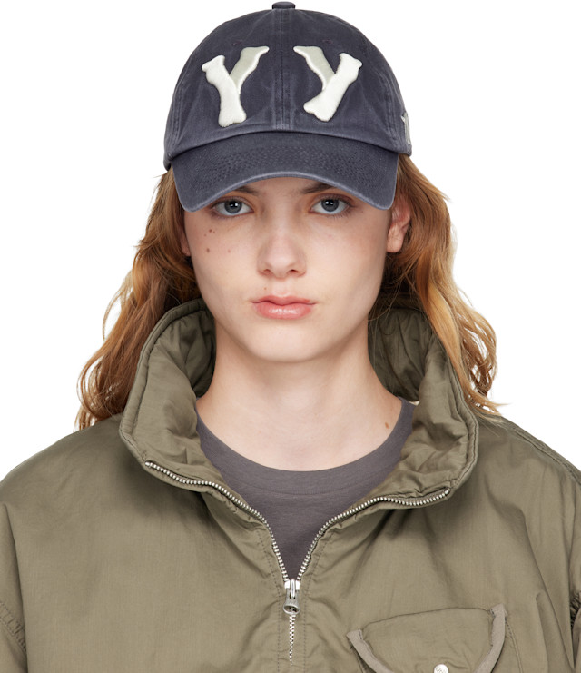 OPEN YY: Navy 'YY' Heart Bone Ball Cap | SSENSE