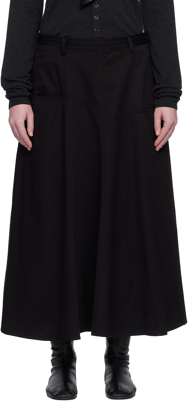 Y's: Black Front Panel Pocket Maxi Skirt | SSENSE Australia