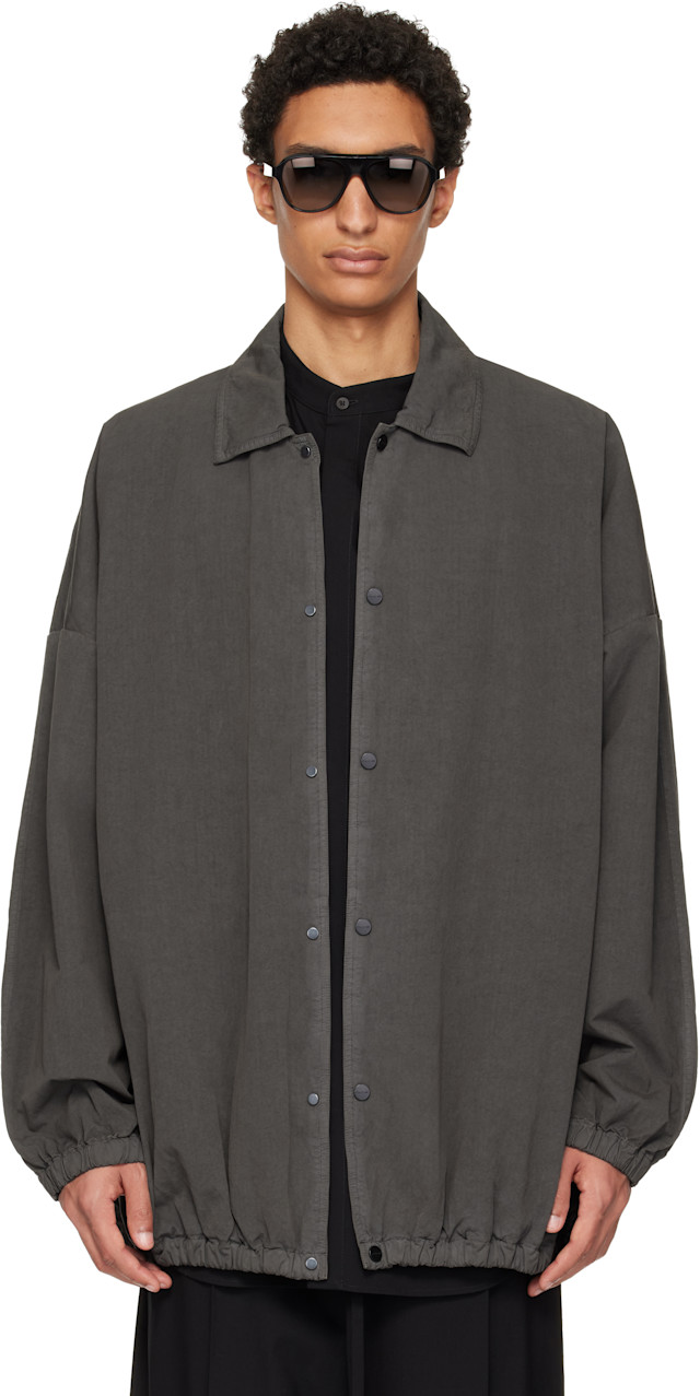 Fear of God: Gray Garment Dyed Cotton Windbreaker Jacket | SSENSE