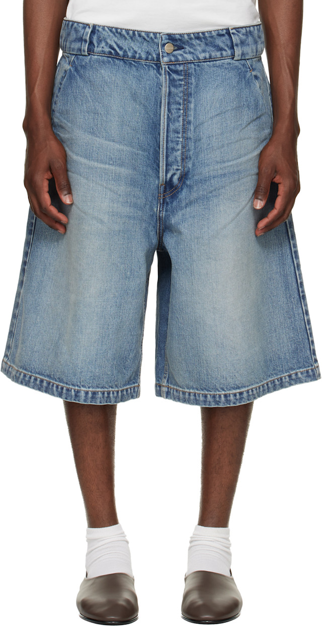 Fear of God: Indigo Utility Denim Shorts | SSENSE