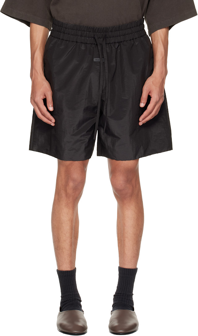 Fear of God: Black Nylon Taffeta Padded Sport Shorts | SSENSE