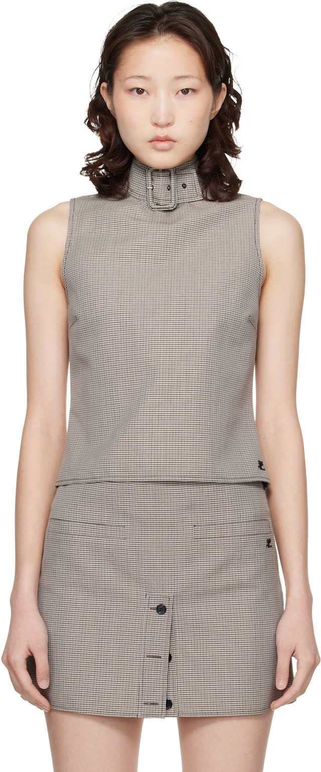 Courrèges: 驼色 Buckle Houndstooth 上装 | SSENSE 中国