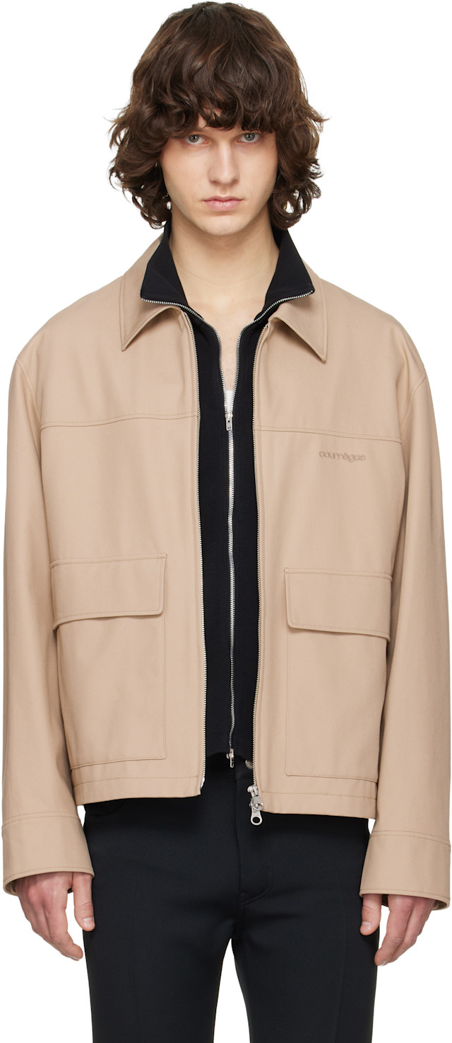 Courrèges: Beige 2-Pocket Zipped Cotton Jacket | SSENSE