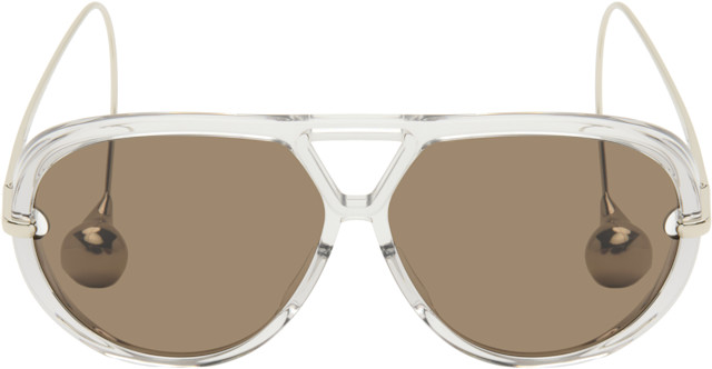 Bottega Veneta: Transparent Drop Aviator Sunglasses | SSENSE