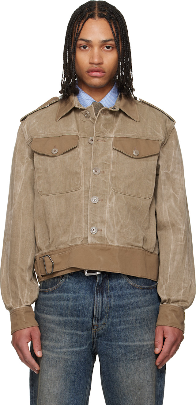 OUR LEGACY: Khaki Battle Denim Jacket | SSENSE