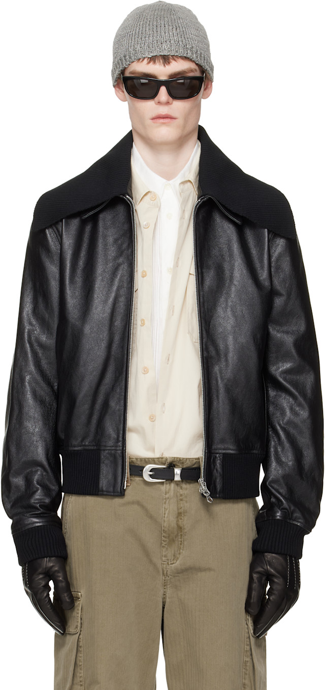OUR LEGACY: Black Pharos Leather Bomber Jacket | SSENSE