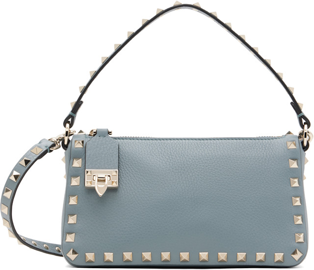 Valentino Garavani: ブルー スモール Rockstud クロスボディバッグ