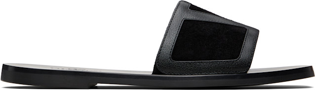 Valentino Garavani: Black Viva Superstar Slide Sandals | SSENSE