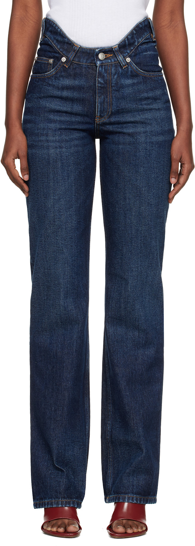 Jean Paul Gaultier: Blue 'The Curved' Jeans | SSENSE