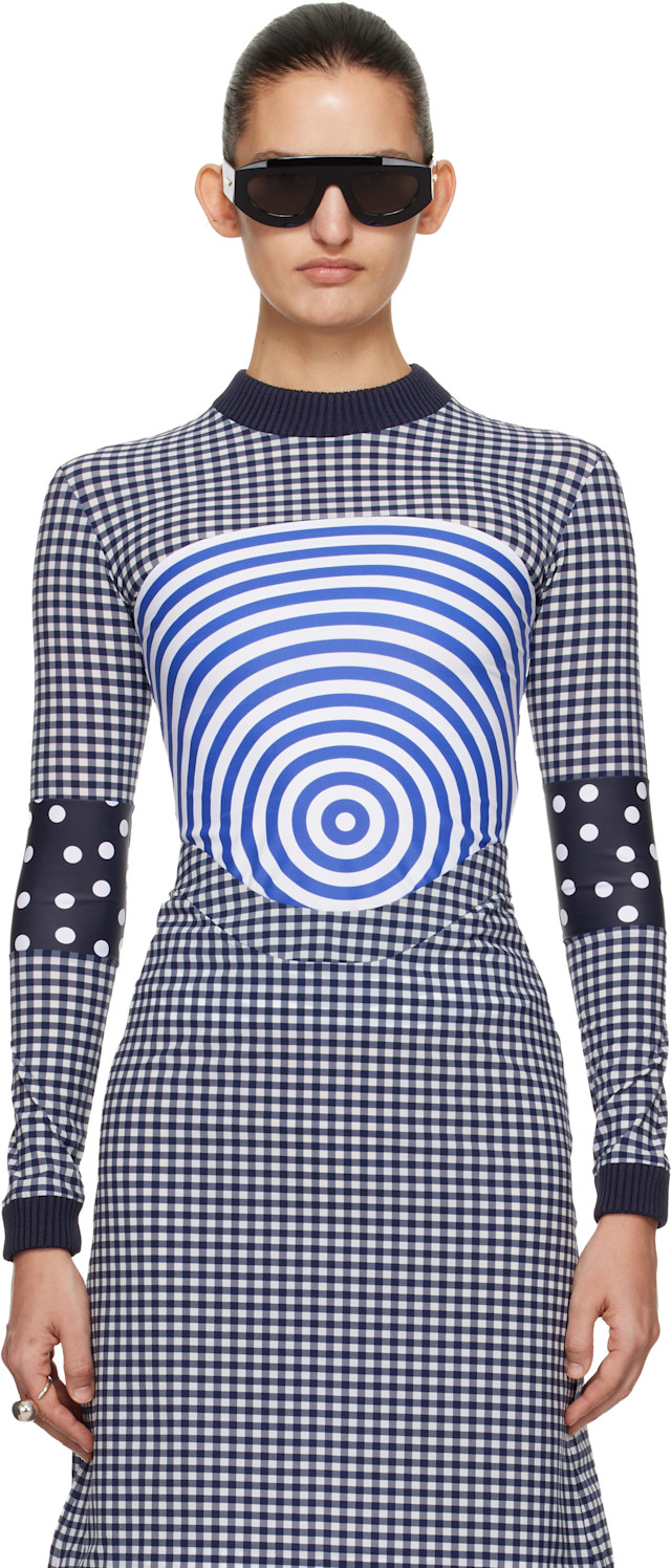 Jean Paul Gaultier: Navy & White 'The Vichy and Target' Top | SSENSE