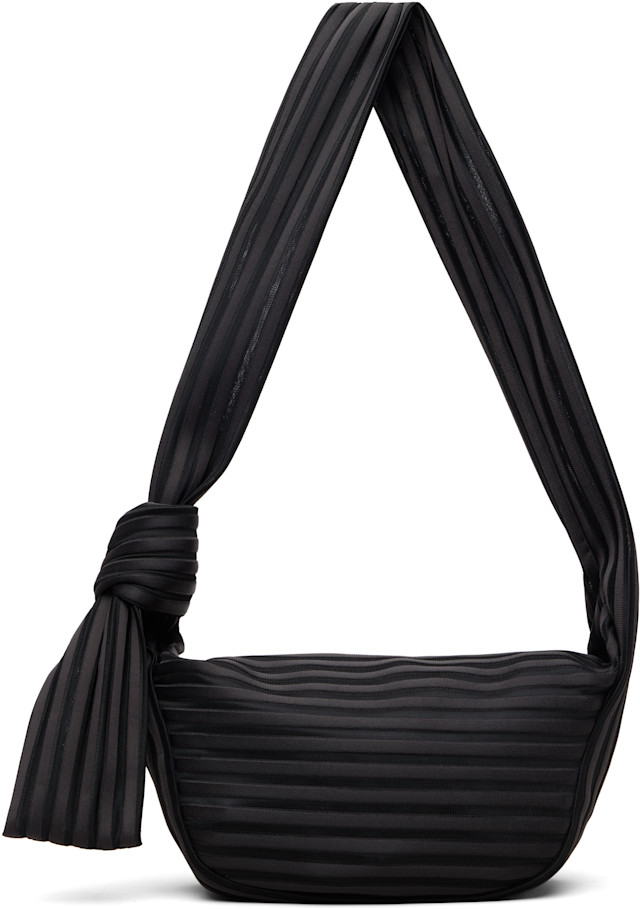 ISSEY MIYAKE: Black Linear Knit 58 Bag | SSENSE