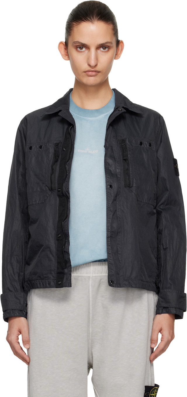 Stone Island: Navy 1200020 Nylon Micro Twill Shirt | SSENSE