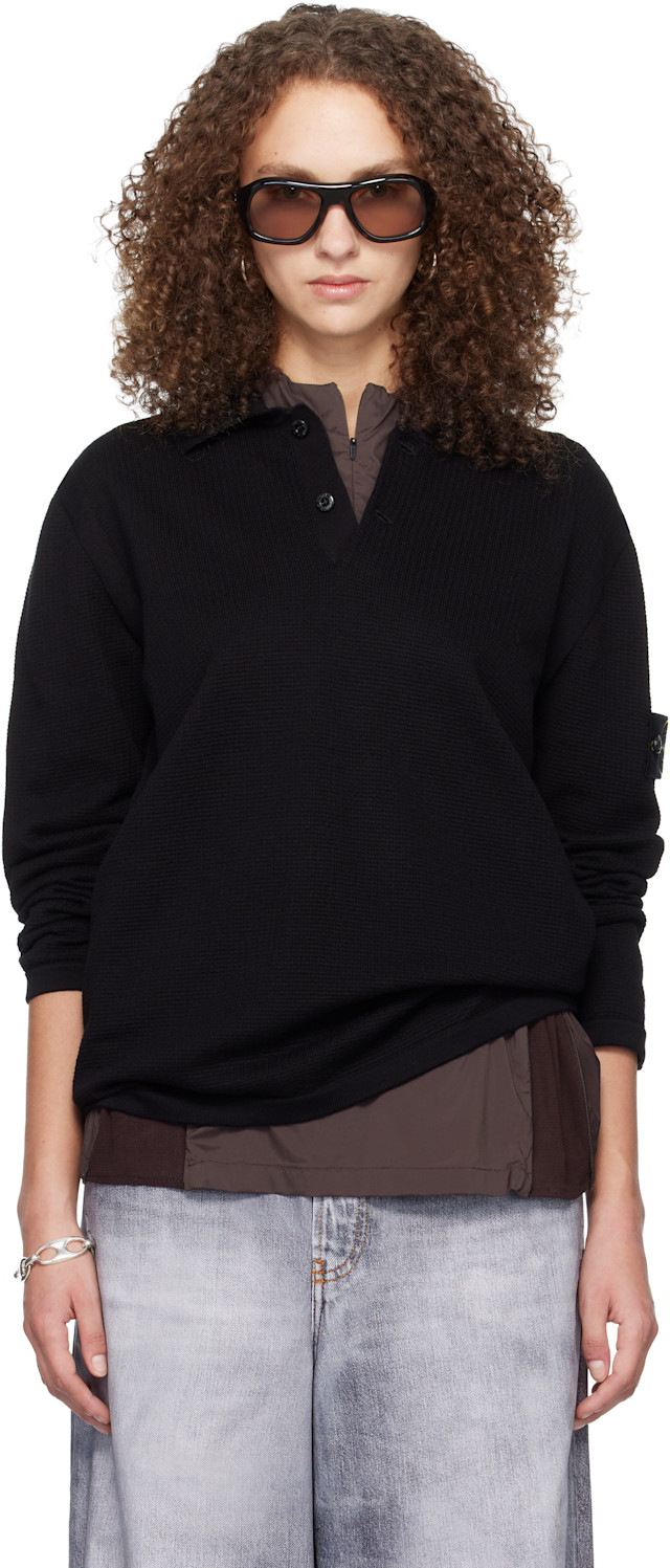 Stone Island: ブラック 5100024 Micro Stitch Soft Organic Cotton