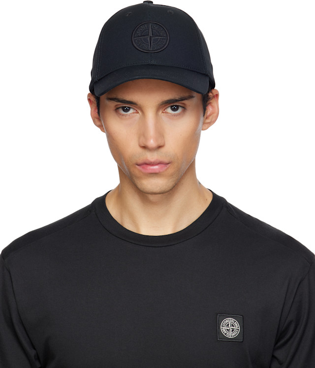Stone Island: Black 9100013 Cotton Reps Cap | SSENSE