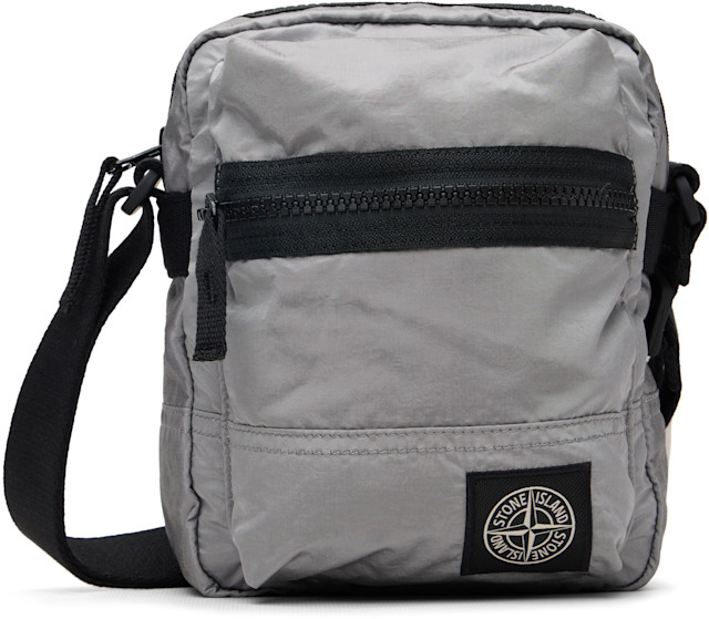 Stone Island: シルバー 9200015 Coated Nylon Metal ECONYL バッグ