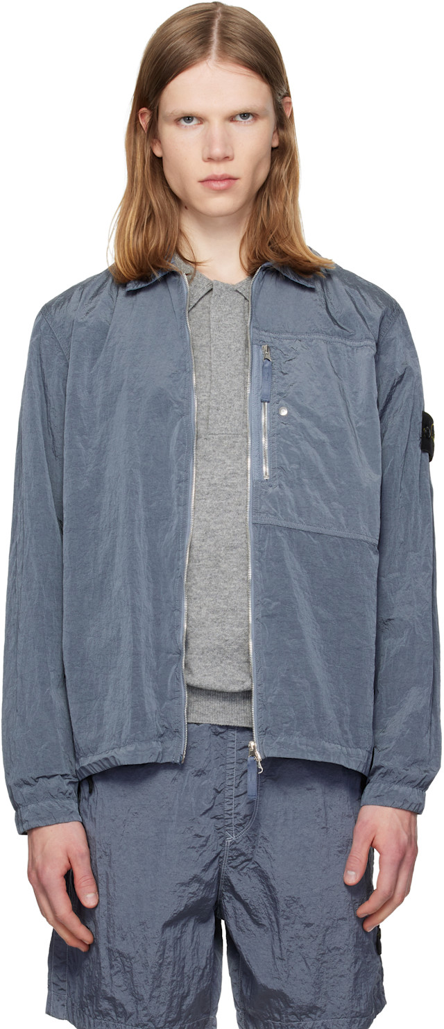 Stone Island: ブルー 1200038 Nylon Metal ECONYL オーバーシャツ