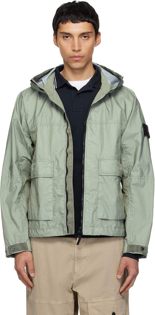 Stone Island: グリーン 410004 Membrana 3L TC フード付きジャケット