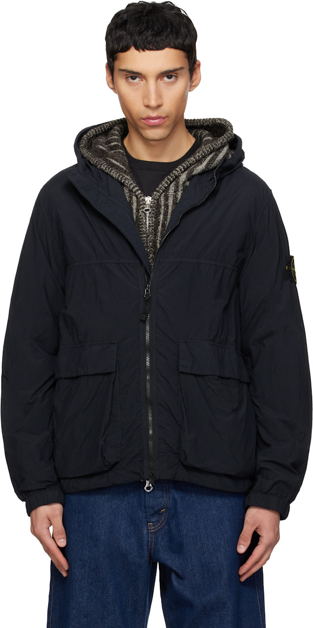 Stone Island: ネイビー 4100112 Smerigliato-TC ナイロン ジャケット 